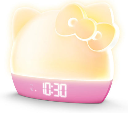Sunrise Alarm Clock with Color-Changing RGB LED Night Light – Ambient Lighting, Time/Date/Temperature Display, USB Powered w/Device Charging, Pink