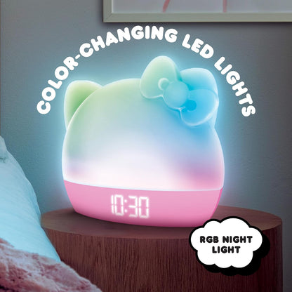Sunrise Alarm Clock with Color-Changing RGB LED Night Light – Ambient Lighting, Time/Date/Temperature Display, USB Powered w/Device Charging, Pink
