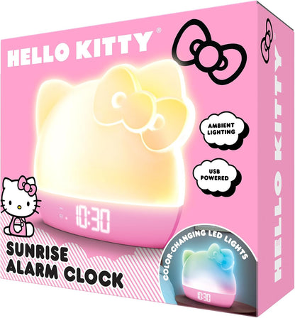 Sunrise Alarm Clock with Color-Changing RGB LED Night Light – Ambient Lighting, Time/Date/Temperature Display, USB Powered w/Device Charging, Pink