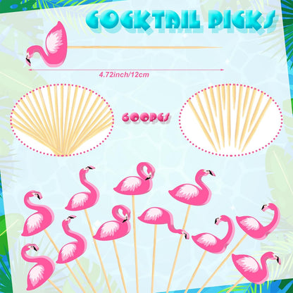 Flamingo Cocktail Picks, 600 Pcs 4.7 Inch Flamingo Style