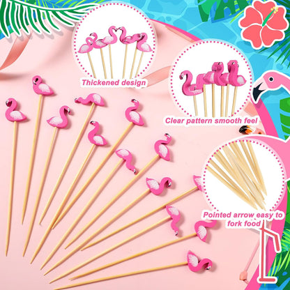 Flamingo Cocktail Picks, 600 Pcs 4.7 Inch Flamingo Style
