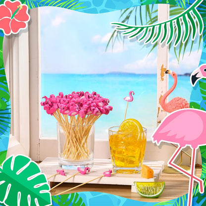 Flamingo Cocktail Picks, 600 Pcs 4.7 Inch Flamingo Style