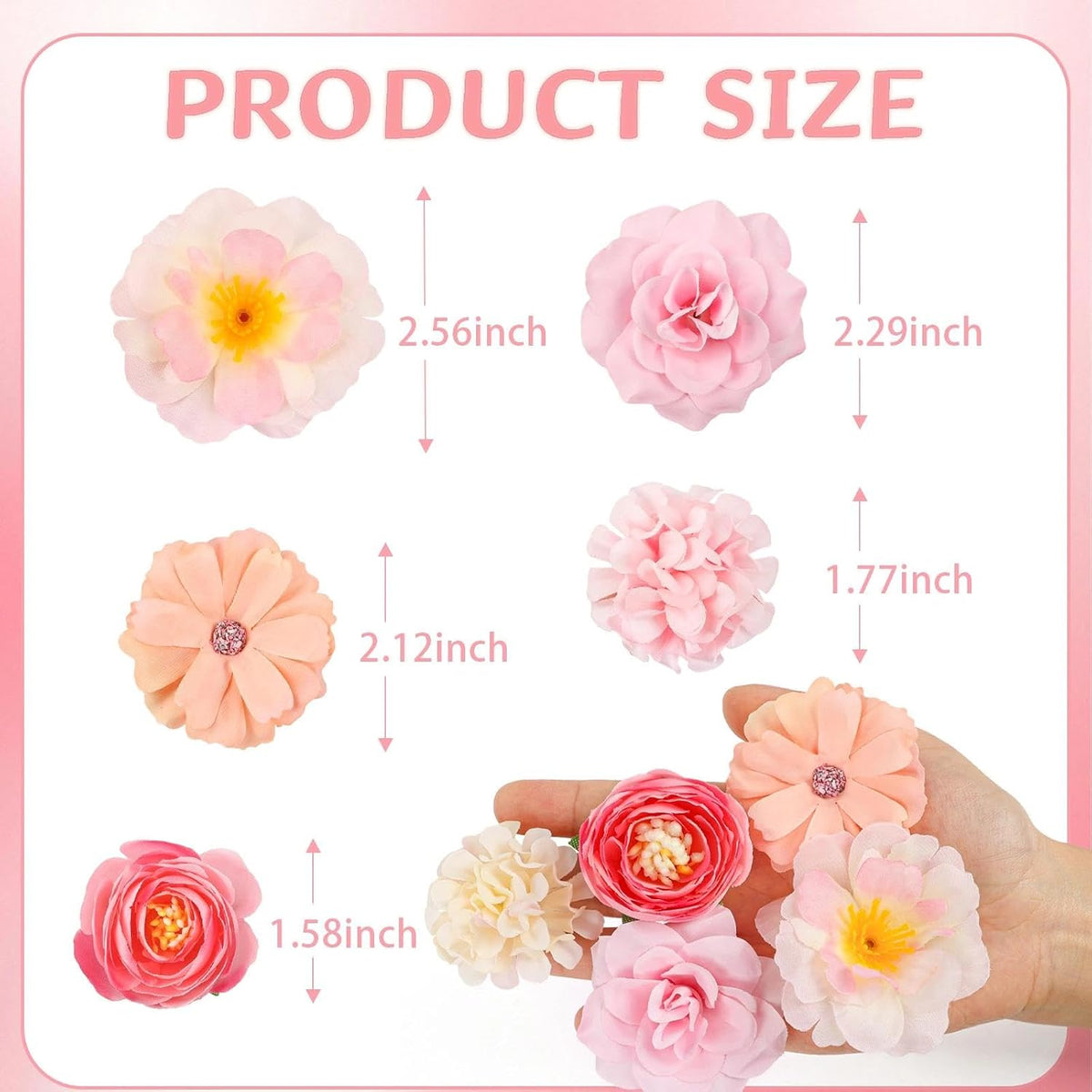 ATTGREAT Fake Flower Heads Mini Silk Flowers Bulk Craft Decor, 110Pcs(Pink)