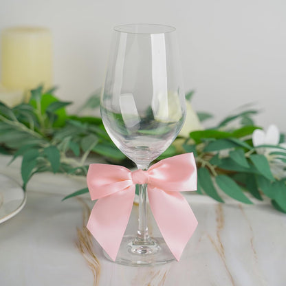 Baby Pink Satin Ribbon Bows 4.5" Pre-Tied Bows with Twist Ties for Gift Wrapping Treat Bags Boxes Baby Shower Wedding Party Favors Valentine's Day Decorations, 36 PCs