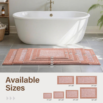 60x24 Long Bathroom Rugs Non Slip Washable, Soft Absorbent Bath Mat Pink