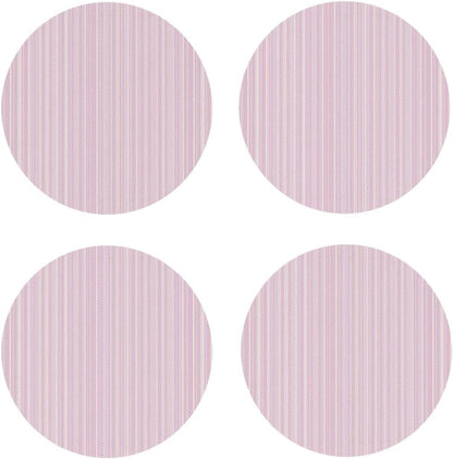 Pastel Light Pink Thin Stripes Pattern Drinks Coasters Set of 4 Leather Drink Coasters for Tabletop Protection Heat Resistant Bar Cup Mat Pad