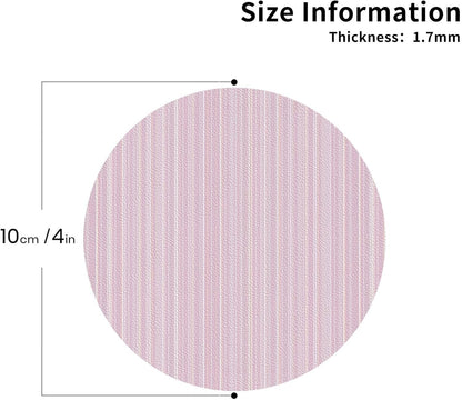 Pastel Light Pink Thin Stripes Pattern Drinks Coasters Set of 4 Leather Drink Coasters for Tabletop Protection Heat Resistant Bar Cup Mat Pad