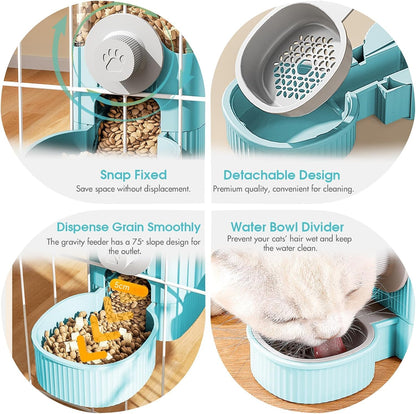 GPY Automatic Hanging Gravity Pet Feeder and Water Dispenser Set ，Automatic Rabbit Feeder and Dog Water Dispenser for Dogs Cats Pets Animals Large Capacity (Blue Water Feeder&Food Feeder) (Blue)