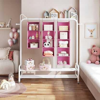 Hanging Closet Organizer and Storage, 5-Shelf, Light Pink