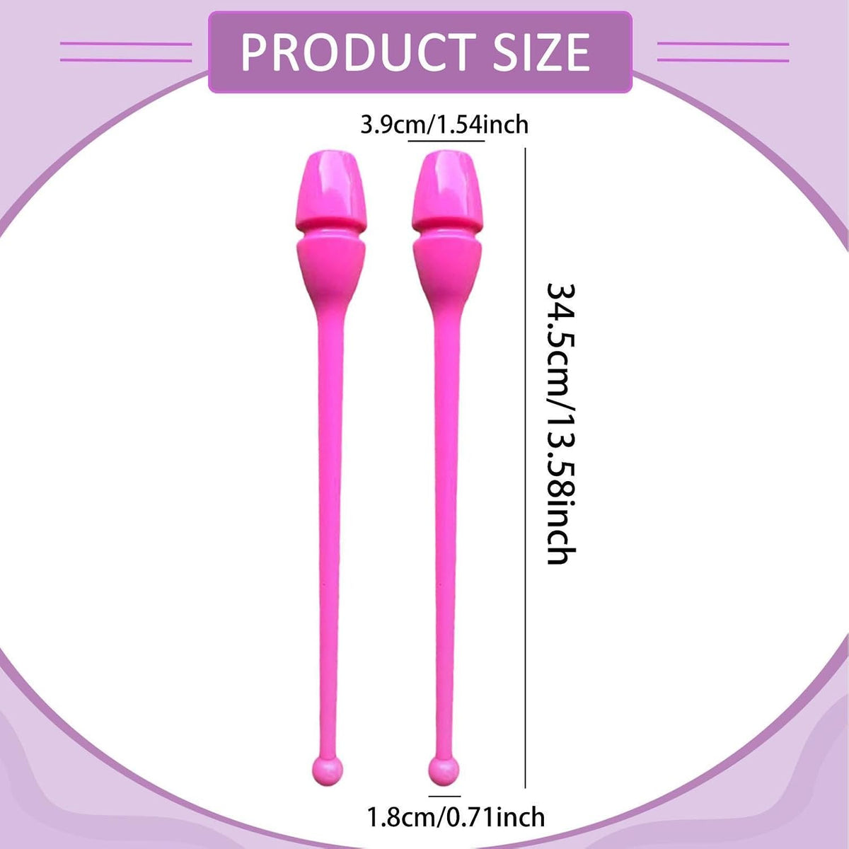 2 Pieces Rhythm Gymnastics Exercise Pole, Fitness Props Lightweight Dance Props 34.5cm for Training Stage Performance
