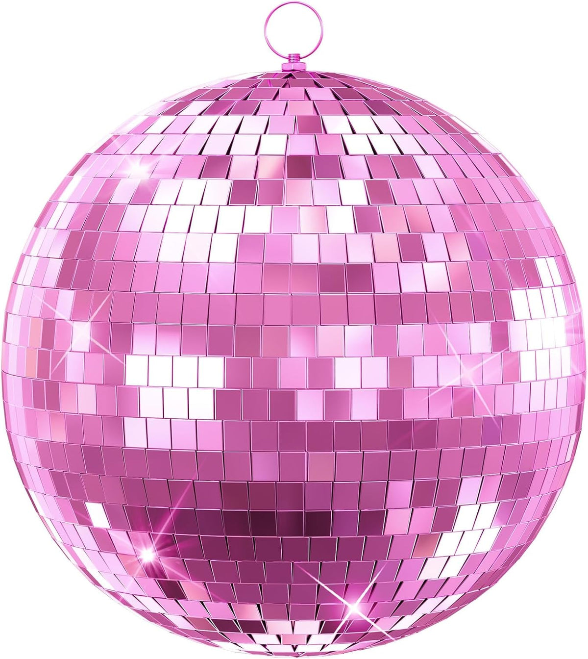 Disco Ball, 12" Large Disco Ball with Hanging Ring, Silver Mirror Balls for Party Decor, Essential for DJ Wedding Club Ceiling Pink 12Inch