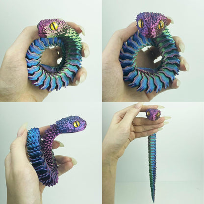 12in 3D Printed Snake Toys, Flexible 3D Printed Animal, Fidget ADHD Snake Toys, Perfect Desk Pet for Animal Collectors, Easter Basket Essentials, Easter Basket Stuffers