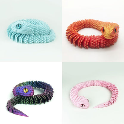 12in 3D Printed Snake Toys, Flexible 3D Printed Animal, Fidget ADHD Snake Toys, Perfect Desk Pet for Animal Collectors, Easter Basket Essentials, Easter Basket Stuffers