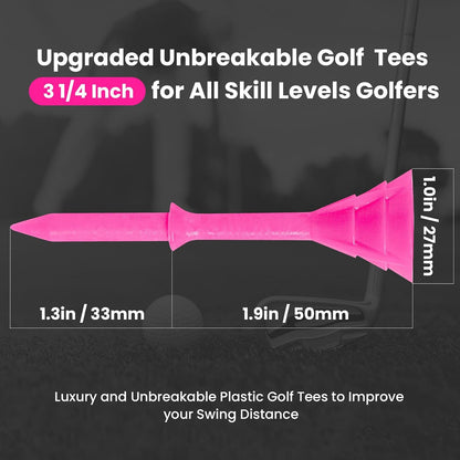 Unbreakable Plastic Golf Tees 3 1/4 Inch 20/40 Pack