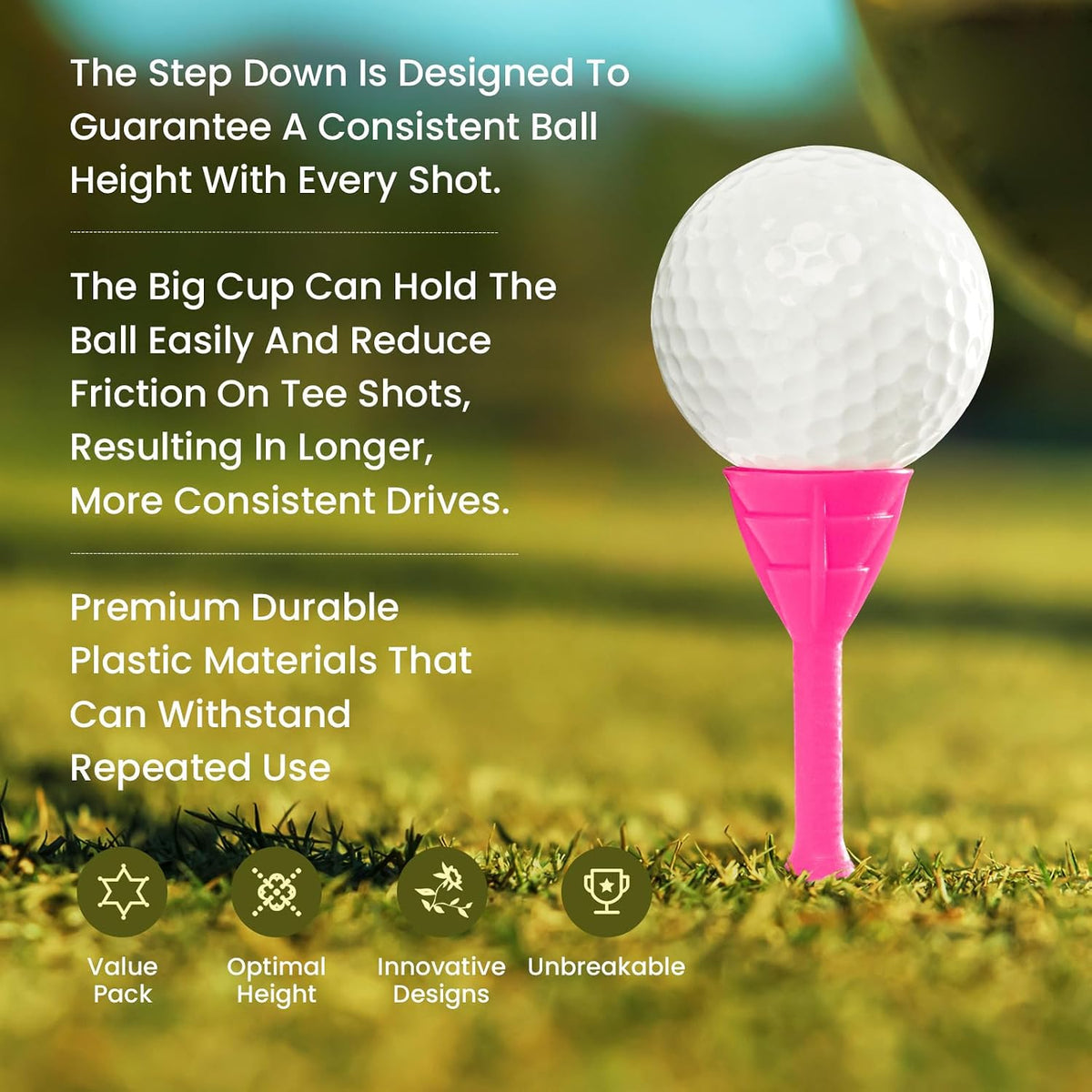 Unbreakable Plastic Golf Tees 3 1/4 Inch 20/40 Pack