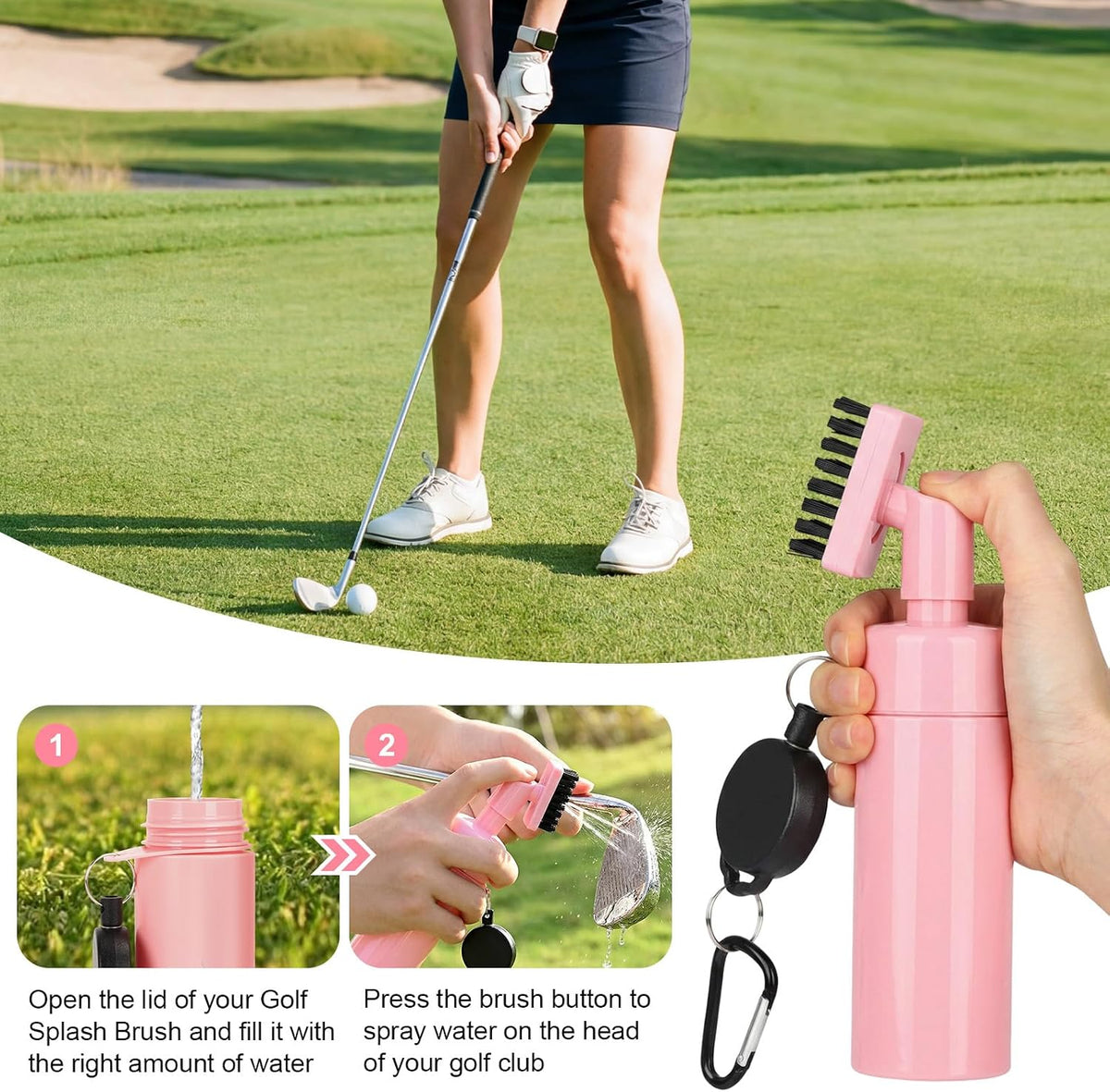 Golf Club Cleaning Kit,Golf Accessories,Golf Cleaning Kit with Golf Club Cleaner Water Brush,Towel,Divot Repair Tool,Groove Sharpener,Golf Ball Alignment Complete Golf Kit