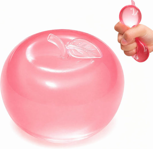1Pcs Pink Apple Squishy, Glass Gloss Semi-Transparent Apple Stress Ball
