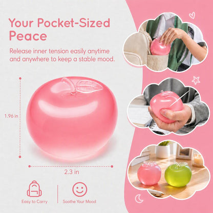 1Pcs Pink Apple Squishy, Glass Gloss Semi-Transparent Apple Stress Ball