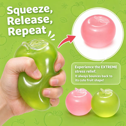 1Pcs Pink Apple Squishy, Glass Gloss Semi-Transparent Apple Stress Ball