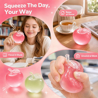 1Pcs Pink Apple Squishy, Glass Gloss Semi-Transparent Apple Stress Ball