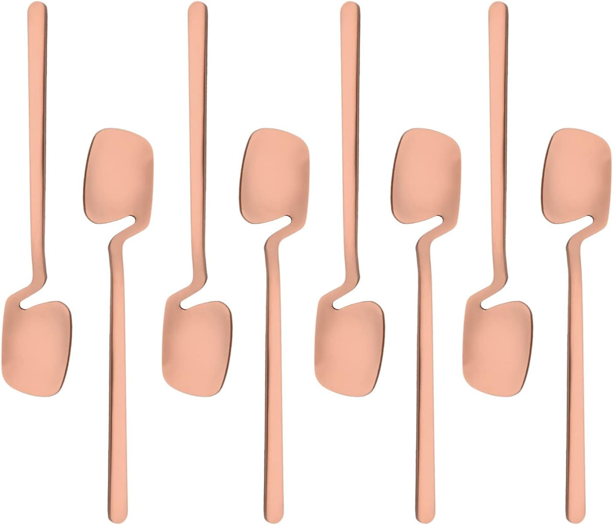 8-Piece Mini Teaspoons Set, Espresso Spoons Set, Small Spoons for Coffee Sugar Dessert Cake Ice Cream Antipasto, 5.35 inches Stainless Steel Spoons Set, Matte Finish (Rose Gold)
