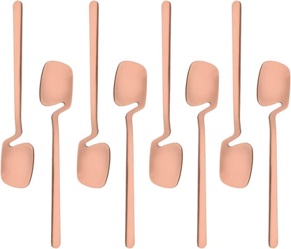 8-Piece Mini Teaspoons Set, Espresso Spoons Set, Small Spoons for Coffee Sugar Dessert Cake Ice Cream Antipasto, 5.35 inches Stainless Steel Spoons Set, Matte Finish (Rose Gold)