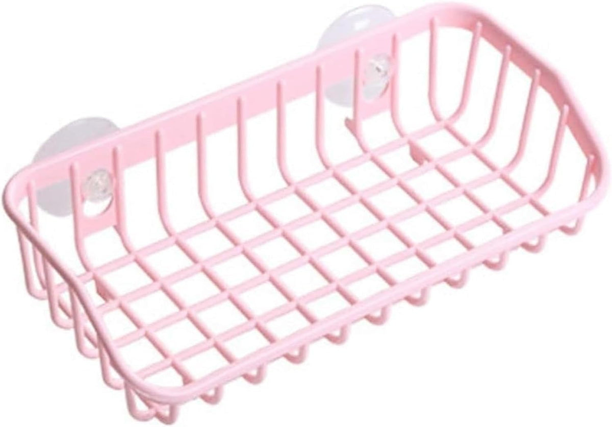 Pink Multifunctional Drain Rack, Hanging Storage Rack Drain Rack Sink Shelf Suction Cup Dishwashing Soap Sponge Holder for Kitchen Accessories Racks and Holders, Dish Racks