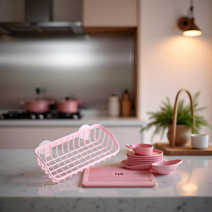 Pink Multifunctional Drain Rack, Hanging Storage Rack Drain Rack Sink Shelf Suction Cup Dishwashing Soap Sponge Holder for Kitchen Accessories Racks and Holders, Dish Racks