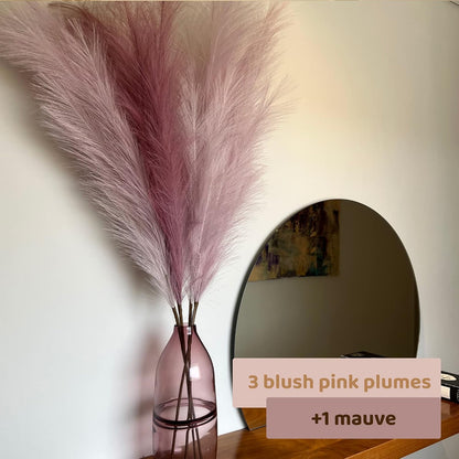 43" / 3.6 ft Pampas Grass Tall 4 Pcs - Faux Pampas Grass Bulk, Artificial Large Pampas Grass Decor for Floor Vase, Room Decor, Home Decor, Boho Decor (Pink & Mauve)