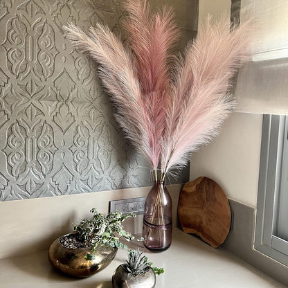 43" / 3.6 ft Pampas Grass Tall 4 Pcs - Faux Pampas Grass Bulk, Artificial Large Pampas Grass Decor for Floor Vase, Room Decor, Home Decor, Boho Decor (Pink & Mauve)
