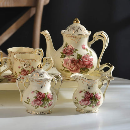 Ceramic Sugar and Creamer Set, Vintage Sugar Bowl (Pink Rose)
