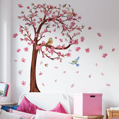 Cherry Tree Wall Decal, Peach Blossom Wall Stickers,Removable, Self-Adhesive PVC, Large Size 26.96 * 38.18inch