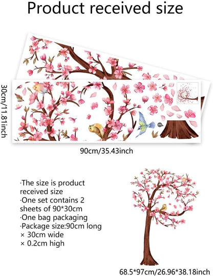 Cherry Tree Wall Decal, Peach Blossom Wall Stickers,Removable, Self-Adhesive PVC, Large Size 26.96 * 38.18inch