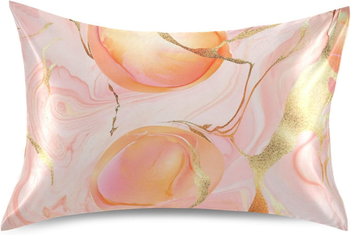 Satin Pillowcases for Hair and Skin Similar to Silk Pillow Cases Standard Size Anti Wrinkle Body Cooling Pillow Covers with Envelope Closure S Georgia Peachs Luxury Pink