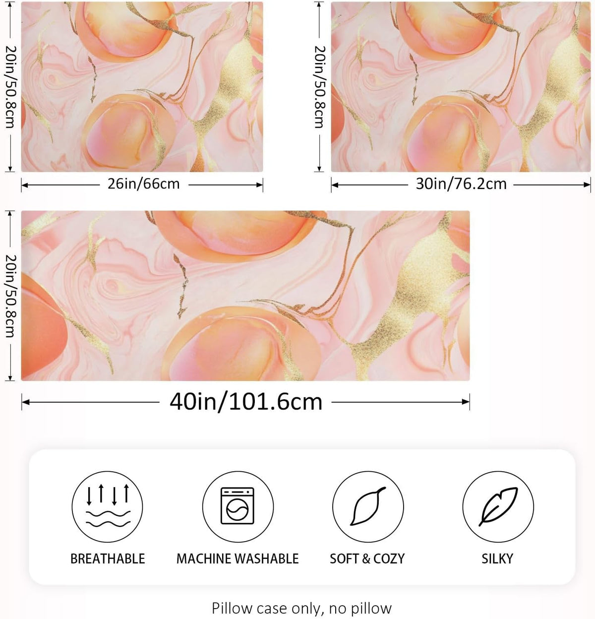 Satin Pillowcases for Hair and Skin Similar to Silk Pillow Cases Standard Size Anti Wrinkle Body Cooling Pillow Covers with Envelope Closure S Georgia Peachs Luxury Pink