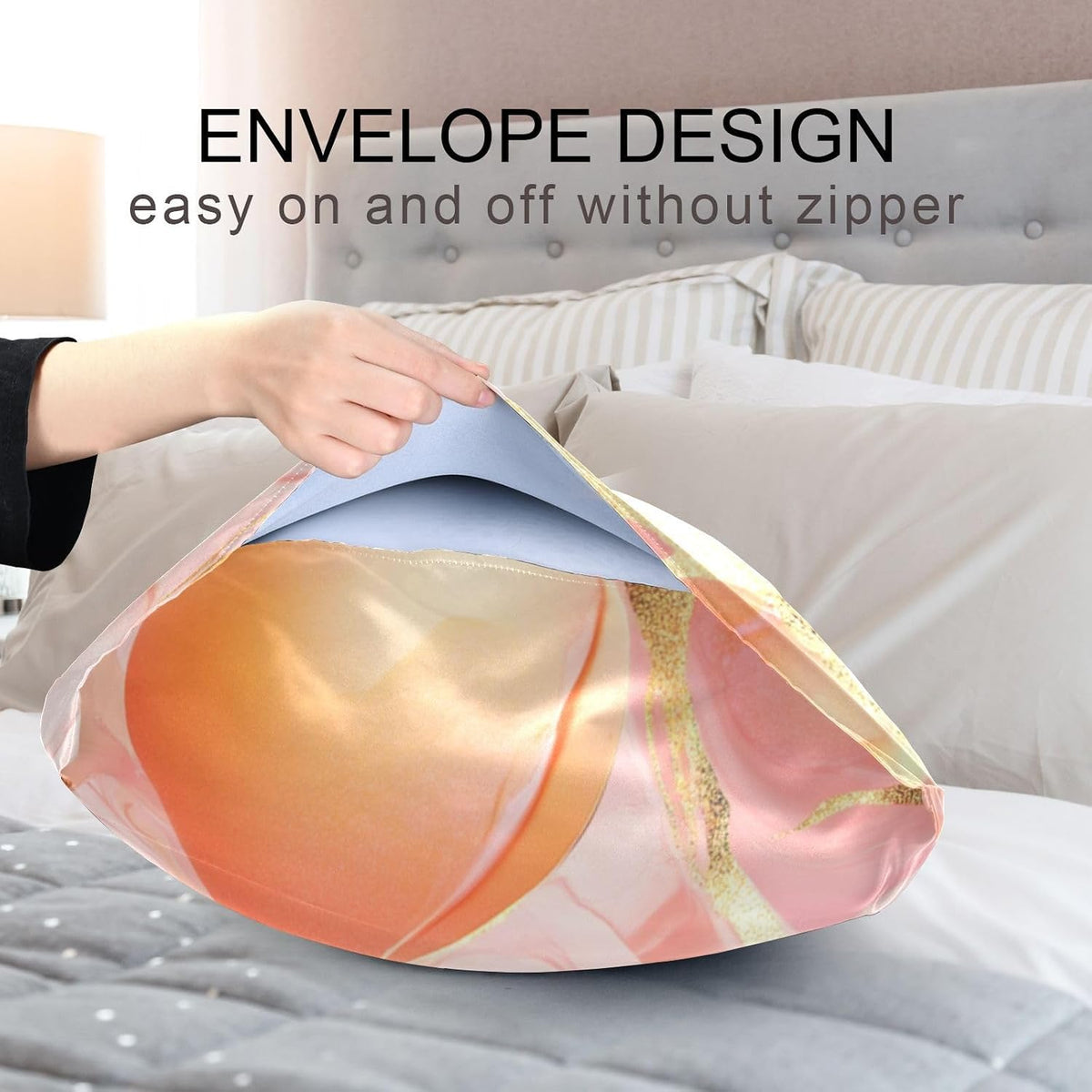 Satin Pillowcases for Hair and Skin Similar to Silk Pillow Cases Standard Size Anti Wrinkle Body Cooling Pillow Covers with Envelope Closure S Georgia Peachs Luxury Pink