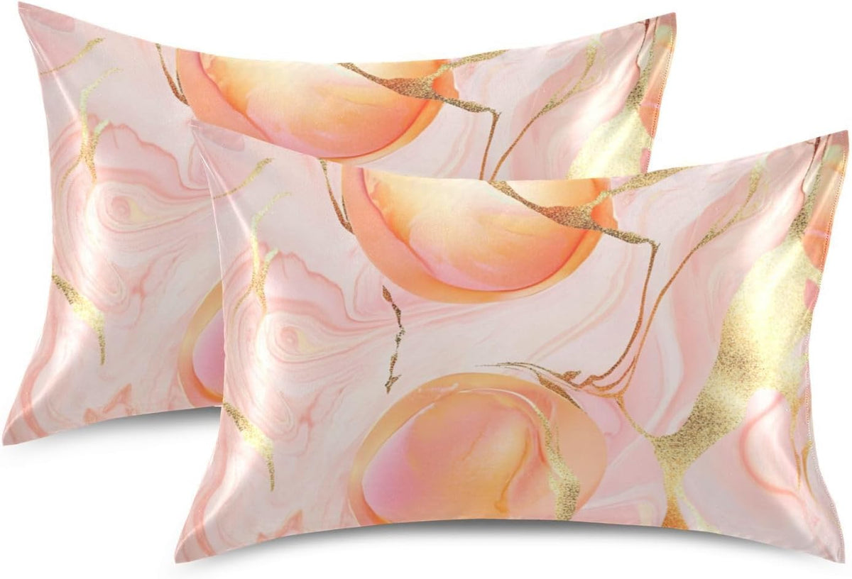 Satin Pillowcases for Hair and Skin Similar to Silk Pillow Cases Standard Size Anti Wrinkle Body Cooling Pillow Covers with Envelope Closure S Georgia Peachs Luxury Pink