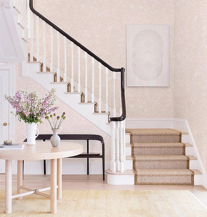 Pink and White Peel and Stick Wallpaper Floral Wallpaper Slef Adhesive Removable Waterproof Contact Paper Boho Wall Paper for Living Room Bedroom Stair Kitchen Bathroom 17.3''x78.7''