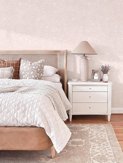 Pink and White Peel and Stick Wallpaper Floral Wallpaper Slef Adhesive Removable Waterproof Contact Paper Boho Wall Paper for Living Room Bedroom Stair Kitchen Bathroom 17.3''x78.7''