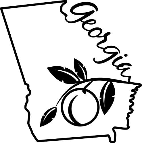 ND303 Georgia The Peach State Decal Sticker | 5.5-Inches By 5.4-Inches | Premium Quality Black Vinyl