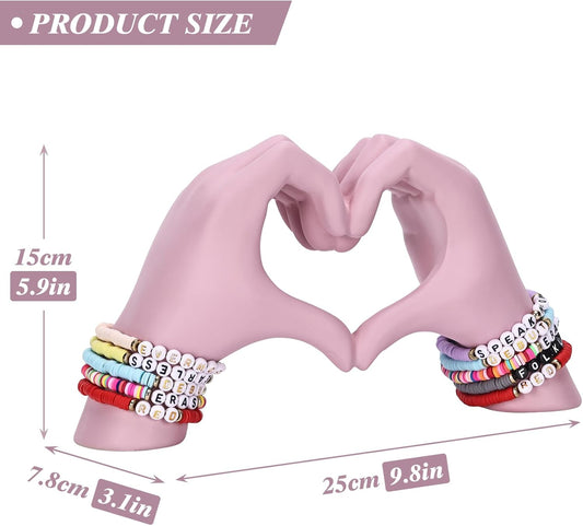 Heart Hand Sculpture, Pink Home Decor Aesthetics for Room Shelf Coffee Table Dining Table Centerpiece, Birthday Gift and Memorial Gift for Women, Girlfriend Girls Mom.