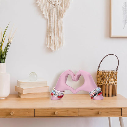Heart Hand Sculpture, Pink Home Decor Aesthetics for Room Shelf Coffee Table Dining Table Centerpiece, Birthday Gift and Memorial Gift for Women, Girlfriend Girls Mom.