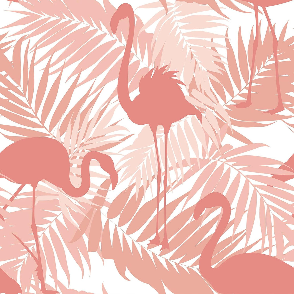 Pink Flamingo Wallpaper Peel and Stick Pink and White Wall Paper Tropical Palm Leaf Wallpaper Flamingo Contact Paper Peel and Stick for Walls Cabinets Bathroom Girls Room Bedroom 17.5"x80"
