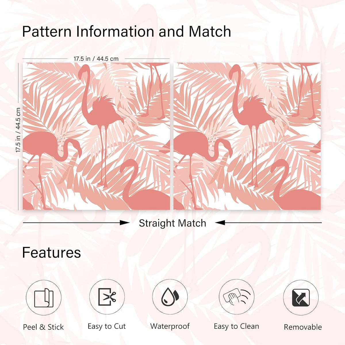 Pink Flamingo Wallpaper Peel and Stick Pink and White Wall Paper Tropical Palm Leaf Wallpaper Flamingo Contact Paper Peel and Stick for Walls Cabinets Bathroom Girls Room Bedroom 17.5"x80"