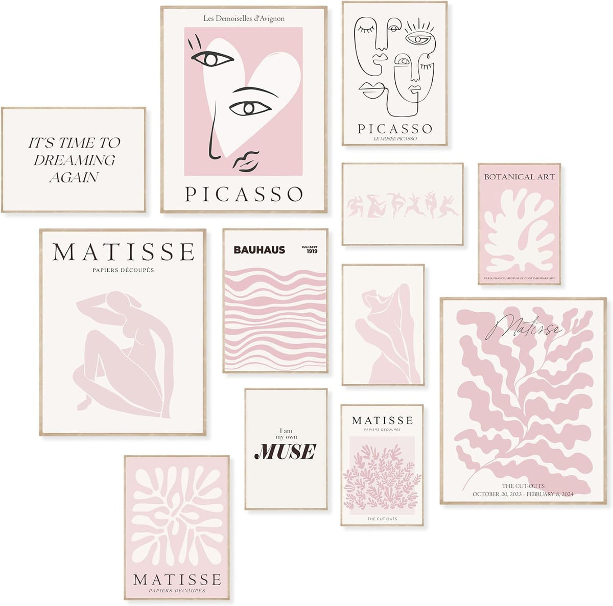 Pink Posters for Women Room Decor, Pastel Pink Room Decor Aesthetic Wall Art Prints for Bedroom | Unframed