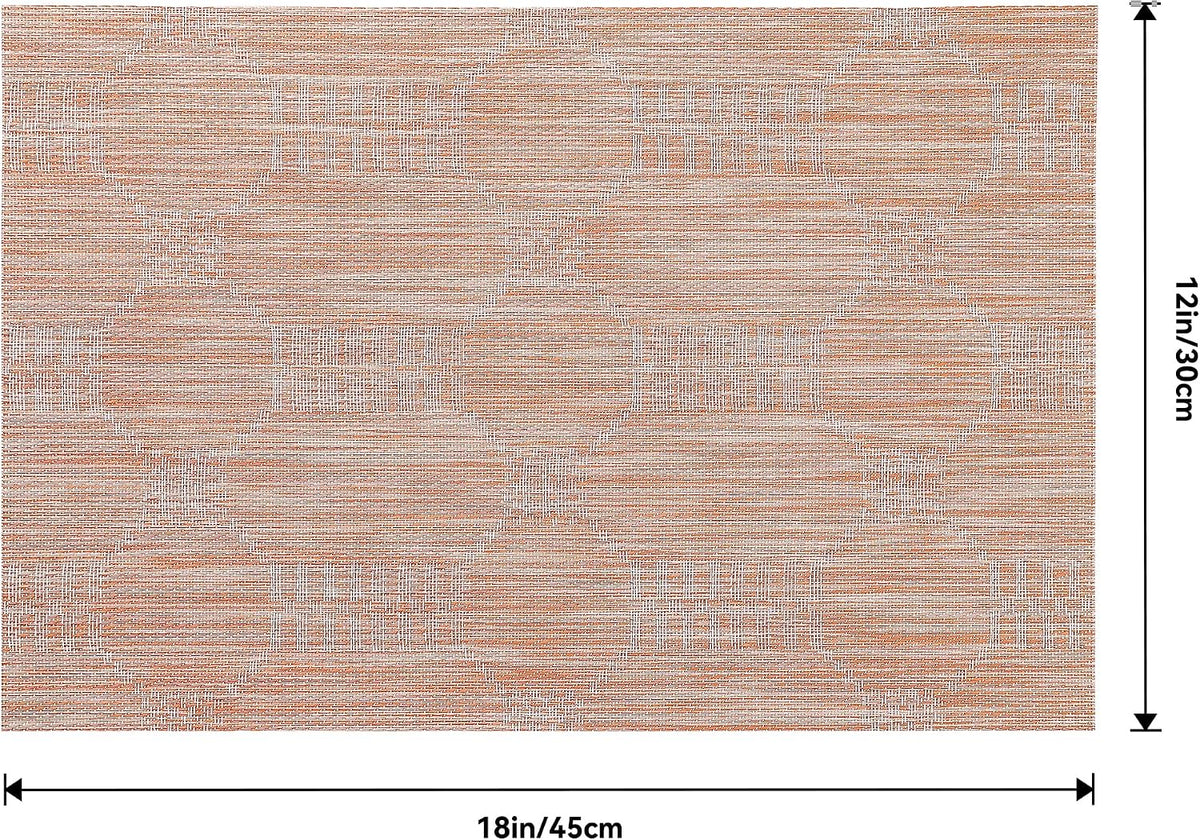 Leetaltree Coral Placemats Set of 4 - Heat Resistant Non-Slip Place mats for Dining Table, Washable Durable PVC Vinyl Woven Table Mats（Coral, 4）