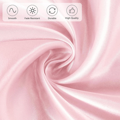 120 Inches Round Satin Tablecloths Light Pink Overlay Round Satin Table Cover Bright Silk Tablecloth Smooth Fabric Tablecloth for Wedding Banquet Table Decoration