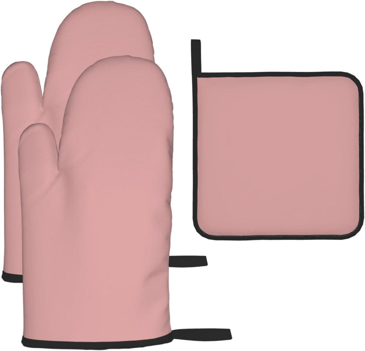 3 Pieces Oven Mitt and Pot Holder Sets, Dusty Rose Pink Modern Oven Mitts Set Heat Resistant Baking Gloves Kitchen Microwave for Cooking, BBQ