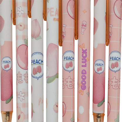 Maydahui 12 PCS Pink Peach Gel Pen Cartoon Fruit Pens Retractable
