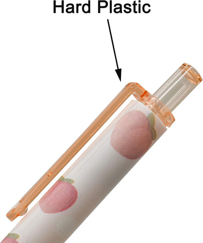 Maydahui 12 PCS Pink Peach Gel Pen Cartoon Fruit Pens Retractable